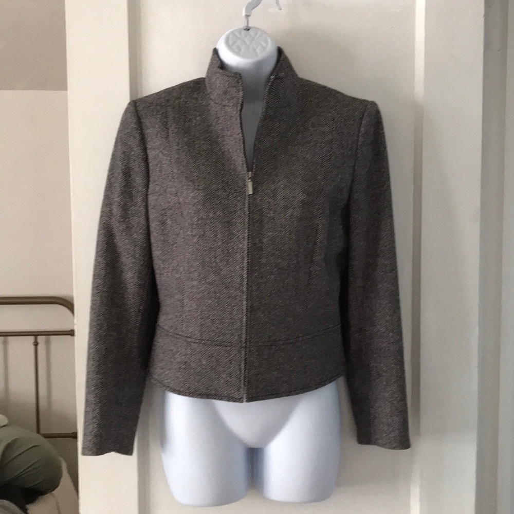 Black tweed suit coat w zipper